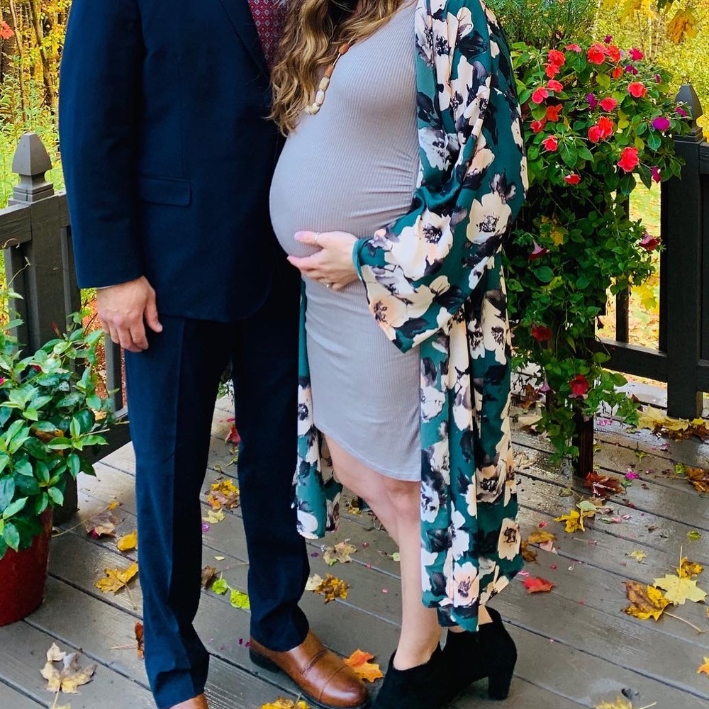 Pinkblush Maternity Dress and Kimono Conbo